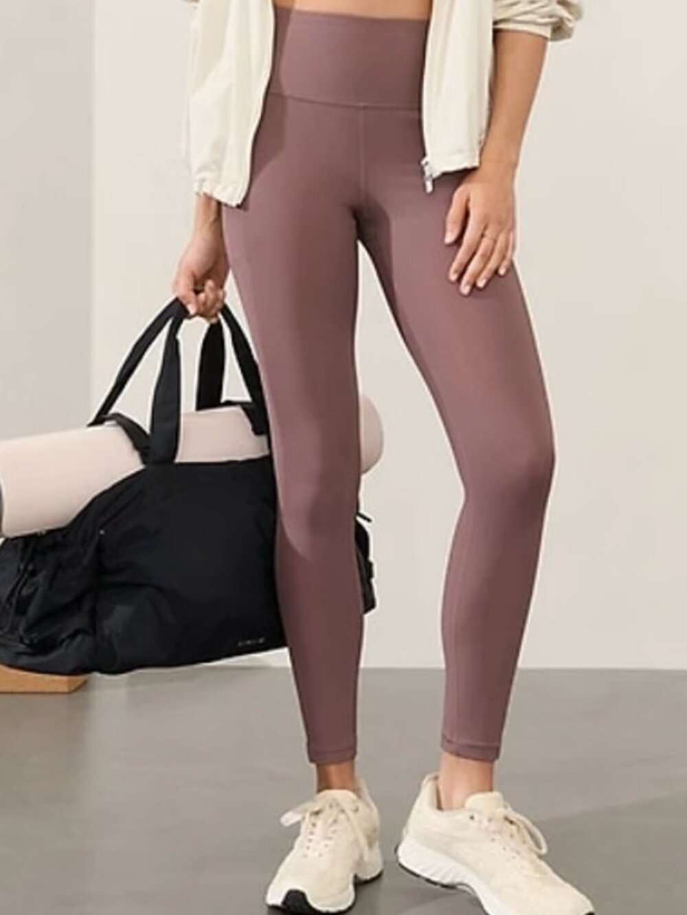 Athleta Salutation Stash Rib Mix Leggings Women’s Large Smoky Rose Workout Yoga